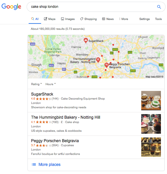Google My Business Map Listing